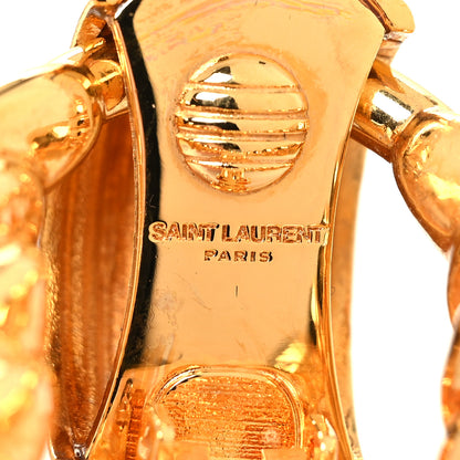 Saint Laurent Brass Link Vintage Clip On Earrings Gold 4 of 4