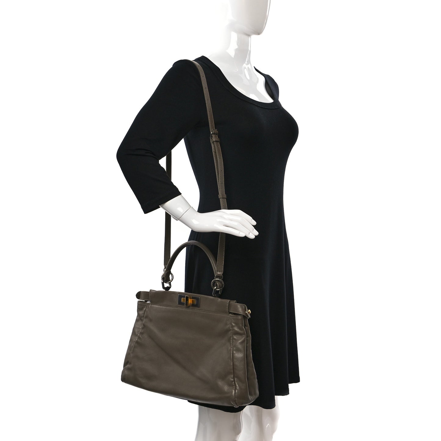 Goatskin Calf Hair Leopard Print Medium Peekaboo Iconic Satchel Taupe