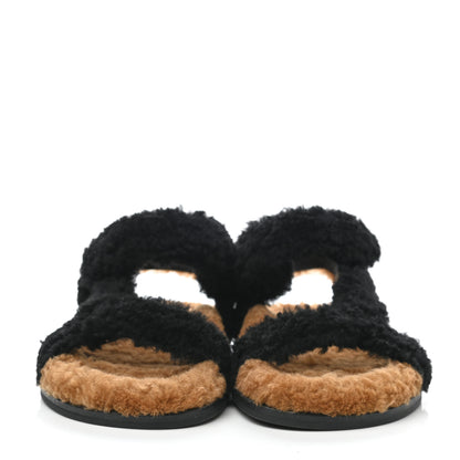 Fendi Shearling FF Fendi Feel Sandals 38 Tobacco Black 2 of 6
