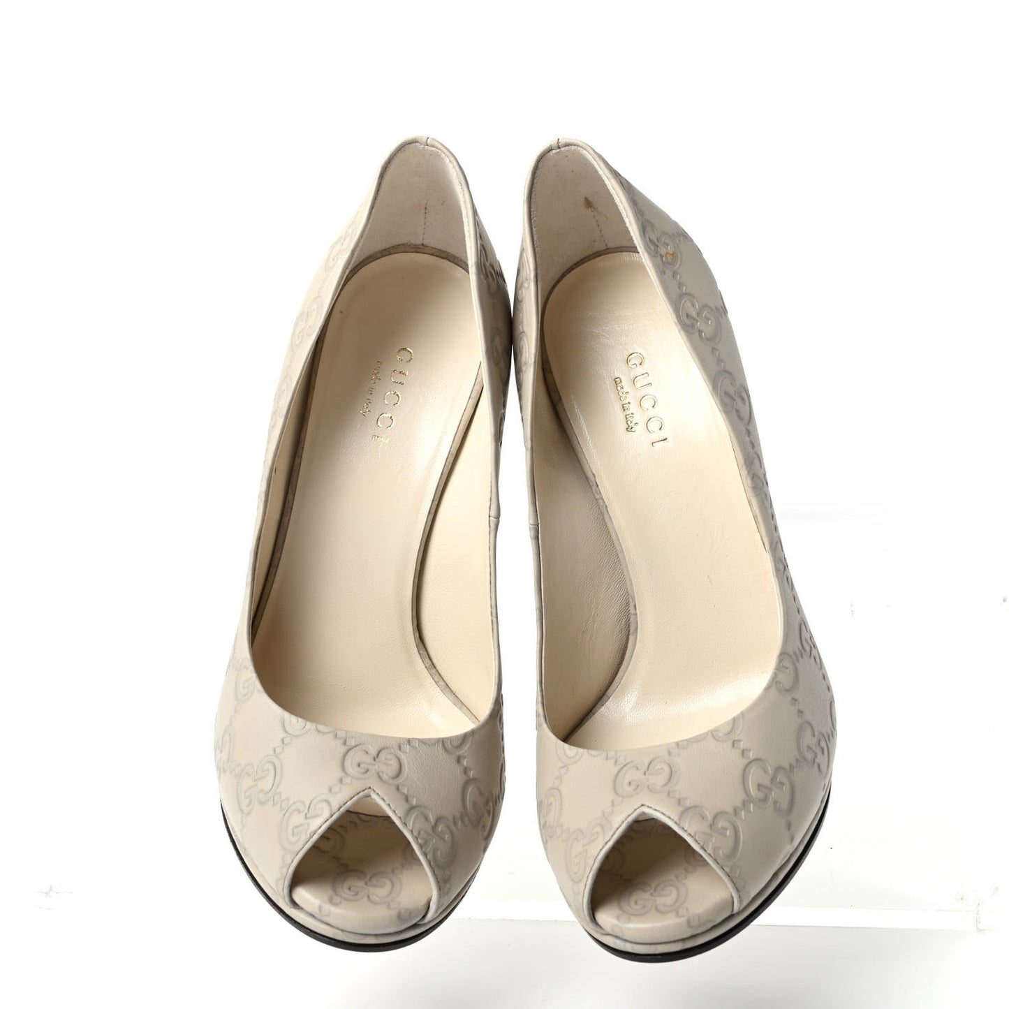 Guccissima Peep Toe Pumps 35.5 Mystic White