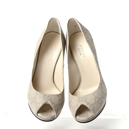 Gucci Guccissima Peep Toe Pumps 35.5 Mystic White 5 of 11