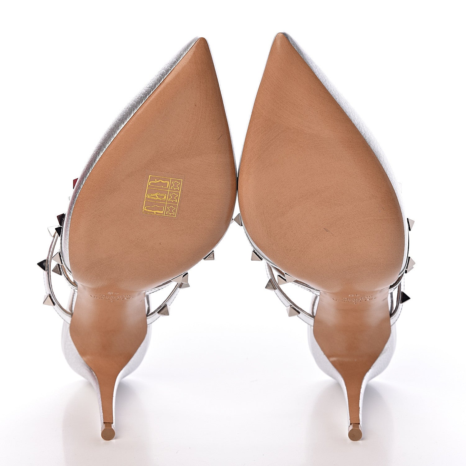 Valentino Garavani Metallic Pebbled Calfskin Rockstud 90mm Cage Mules 40 Silver 8 of 9