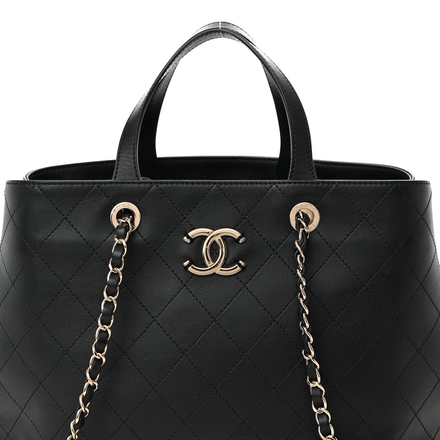 Calfskin Large Serial Shopper Tote Black