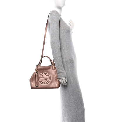 Gucci Metallic Pebbled Calfskin Small Soho Shoulder Bag Pink 2 of 13