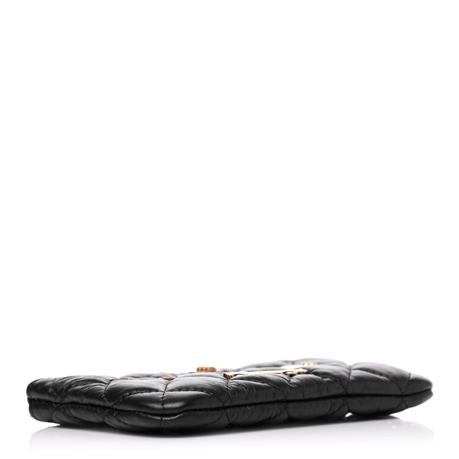 Chanel Aged Calfskin Quilted Small Lucky Charms Cosmetic Case Black 3 of 4