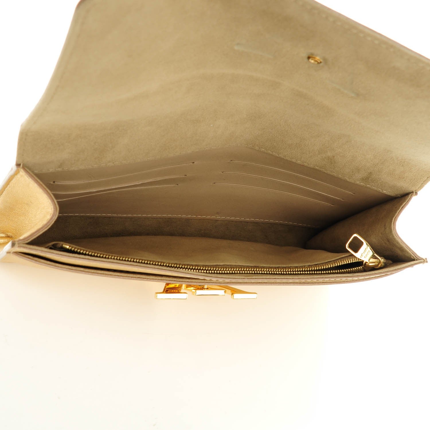 Louis Vuitton Metallic Calfskin Louise Clutch Gold 6 of 7