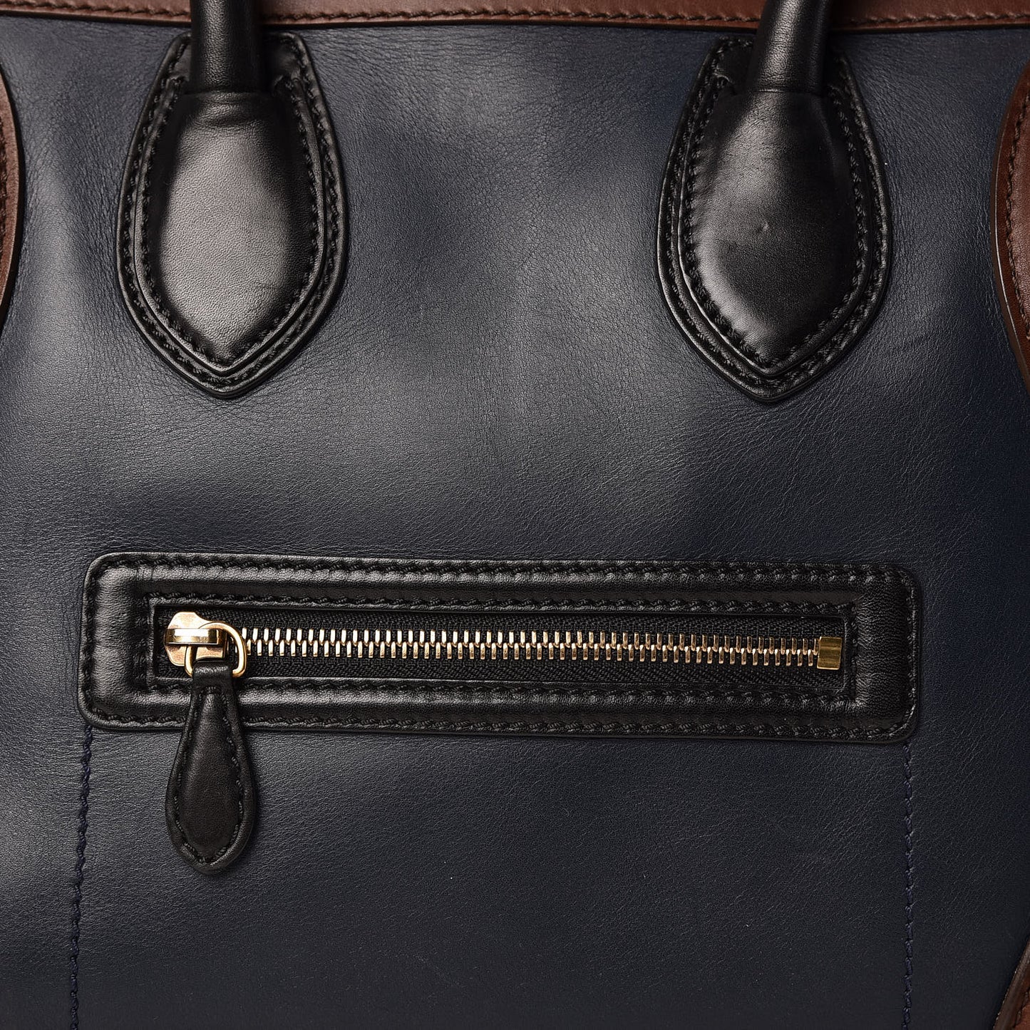 Smooth Calfskin Mini Tri-Color Luggage Navy