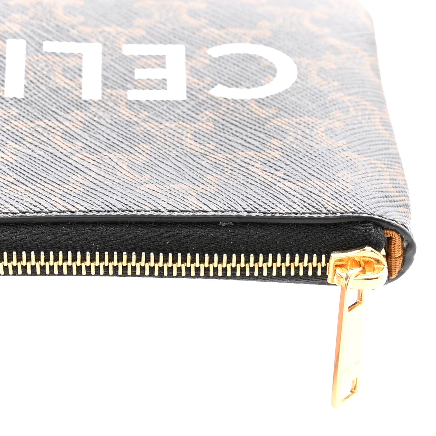 Celine Triomphe Canvas Logo Coin and Card Pouch With Hook Black 8 of 9