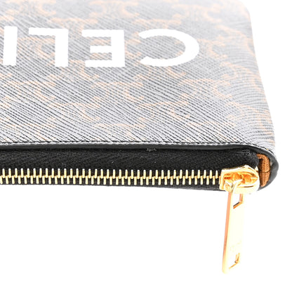 Celine Triomphe Canvas Logo Coin and Card Pouch With Hook Black 8 of 9