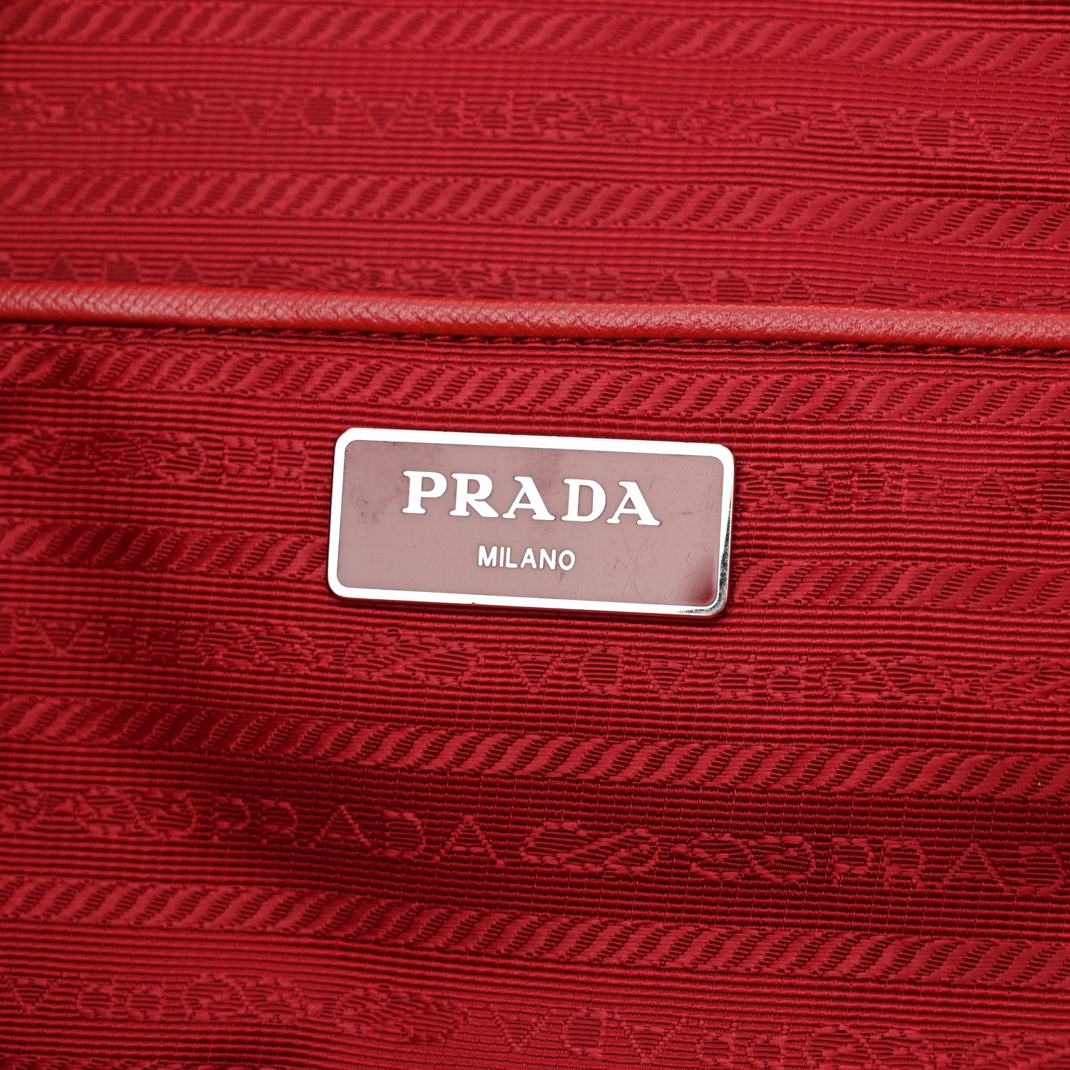 Prada Tessuto Nylon Saffiano Tote Rosso 6 of 13