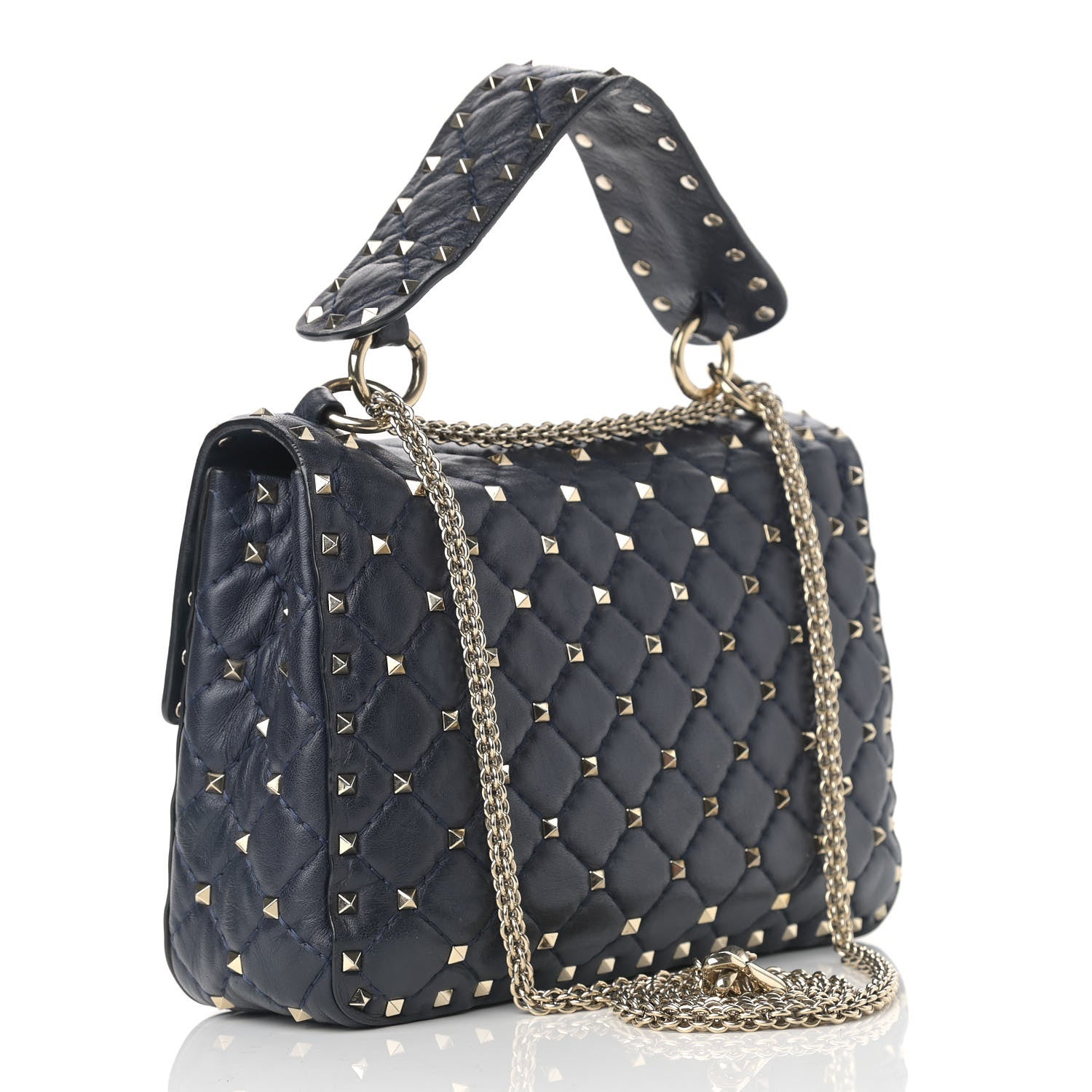 Valentino Garavani Nappa Medium Rockstud Spike Shoulder Bag Marine 3 of 10