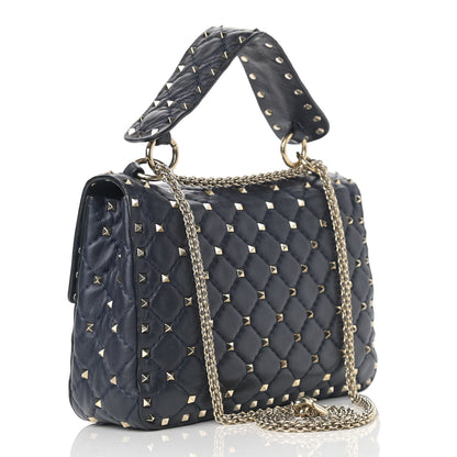 Valentino Garavani Nappa Medium Rockstud Spike Shoulder Bag Marine 3 of 10
