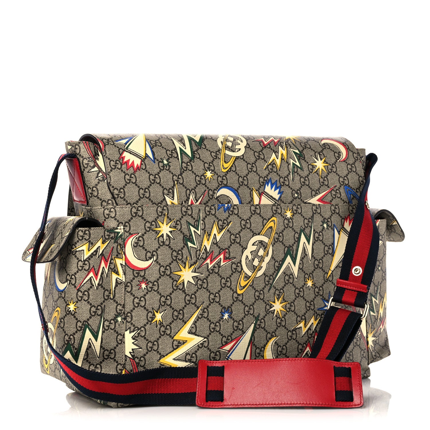 Gucci GG Supreme Monogram Space Diaper Bag Red 3 of 15