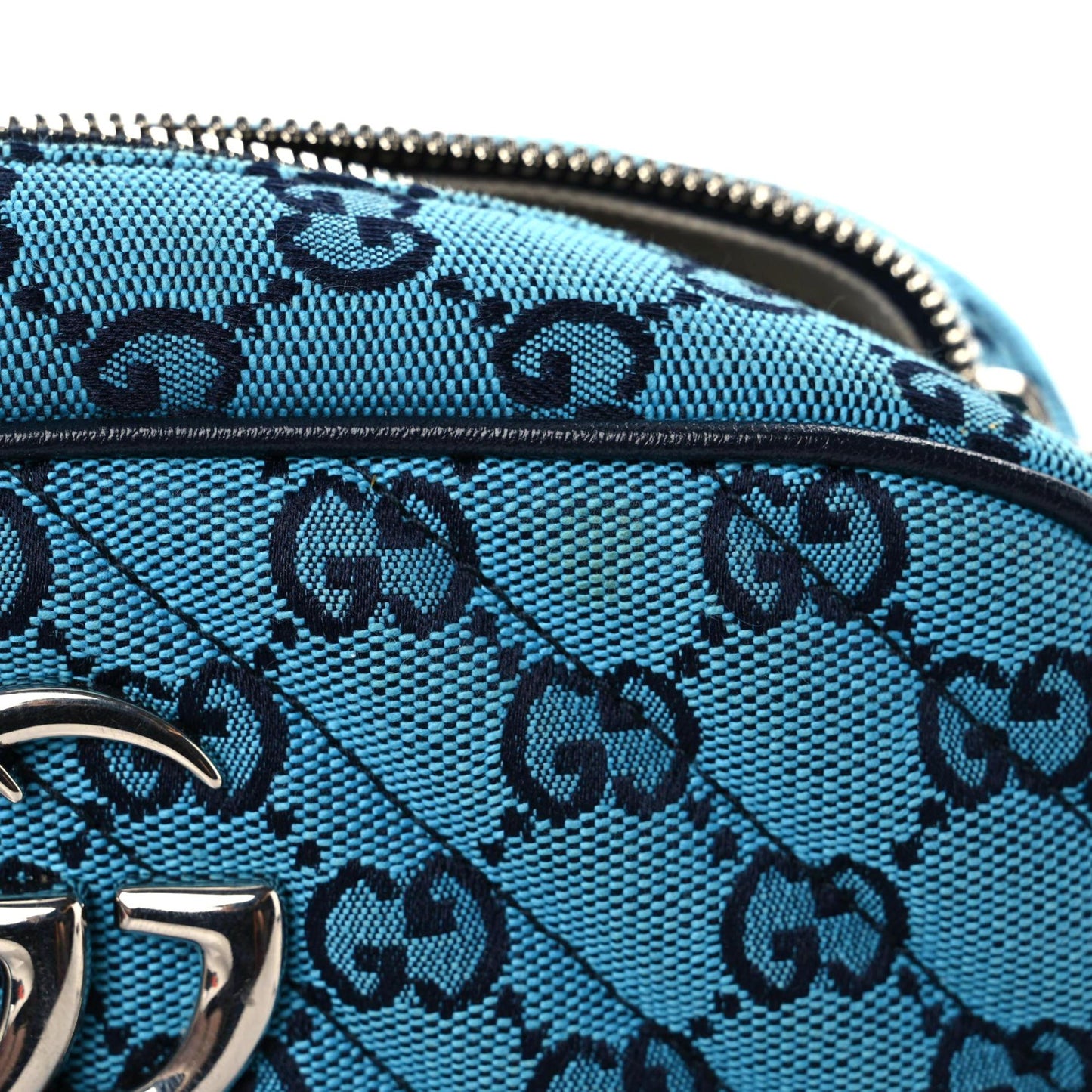 Monogram Multicolor Matelasse Diagonal Small GG Marmont Chain Shoulder Bag Light Blue