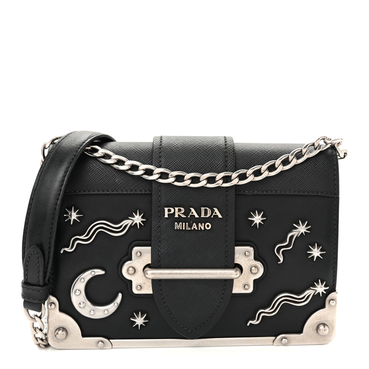 Prada City Calf Saffiano Cahier Astrology Bag Black Black 1 of 11