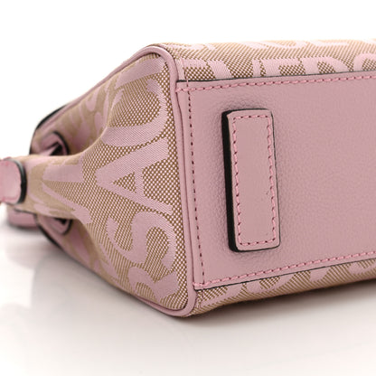 Versace Calfskin Canvas Allover La Medusa Small Top Handle Handbag Pink 8 of 9