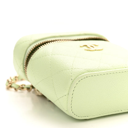 Chanel Caviar Quilted Small Handle With Care Vanity Case With Chain Light Green 9 of 11