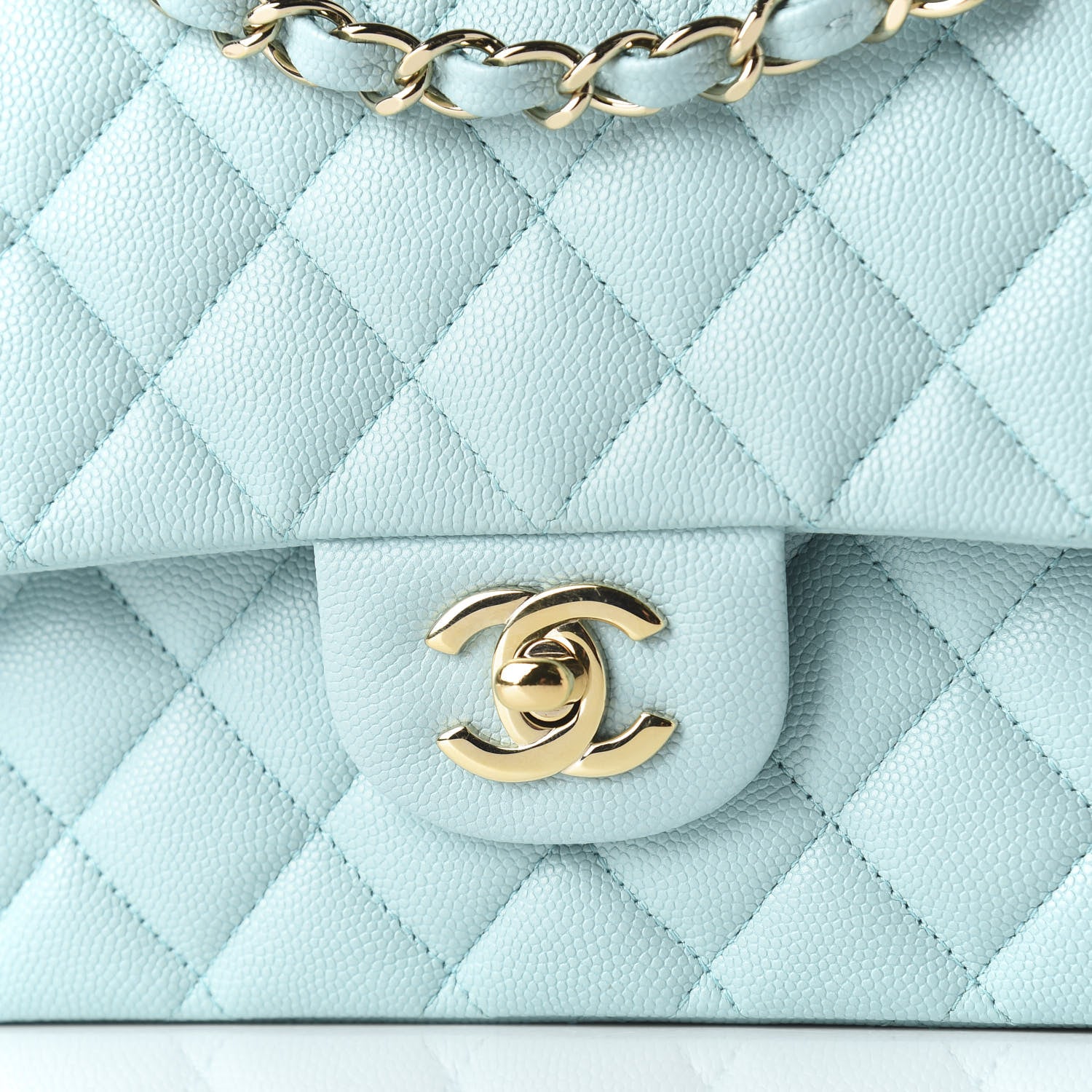 Chanel Caviar Quilted Medium Double Flap Light Blue 9 of 11