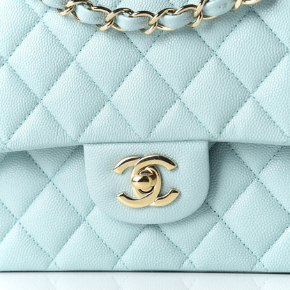 Chanel Caviar Quilted Medium Double Flap Light Blue 9 of 11