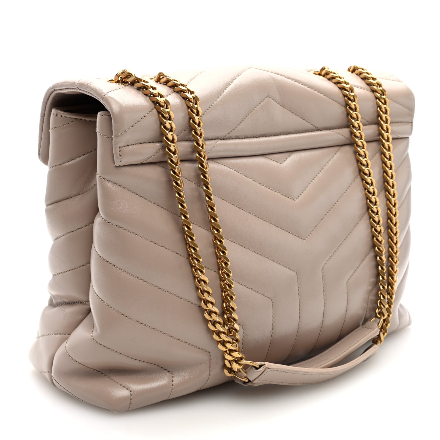 Calfskin Y Quilted Monogram Medium Loulou Chain Satchel Light Natural
