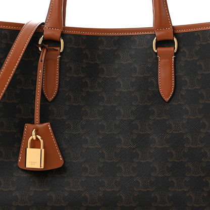 Celine Triomphe Canvas Calfskin Mini Horizontal Cabas Tan 7 of 9