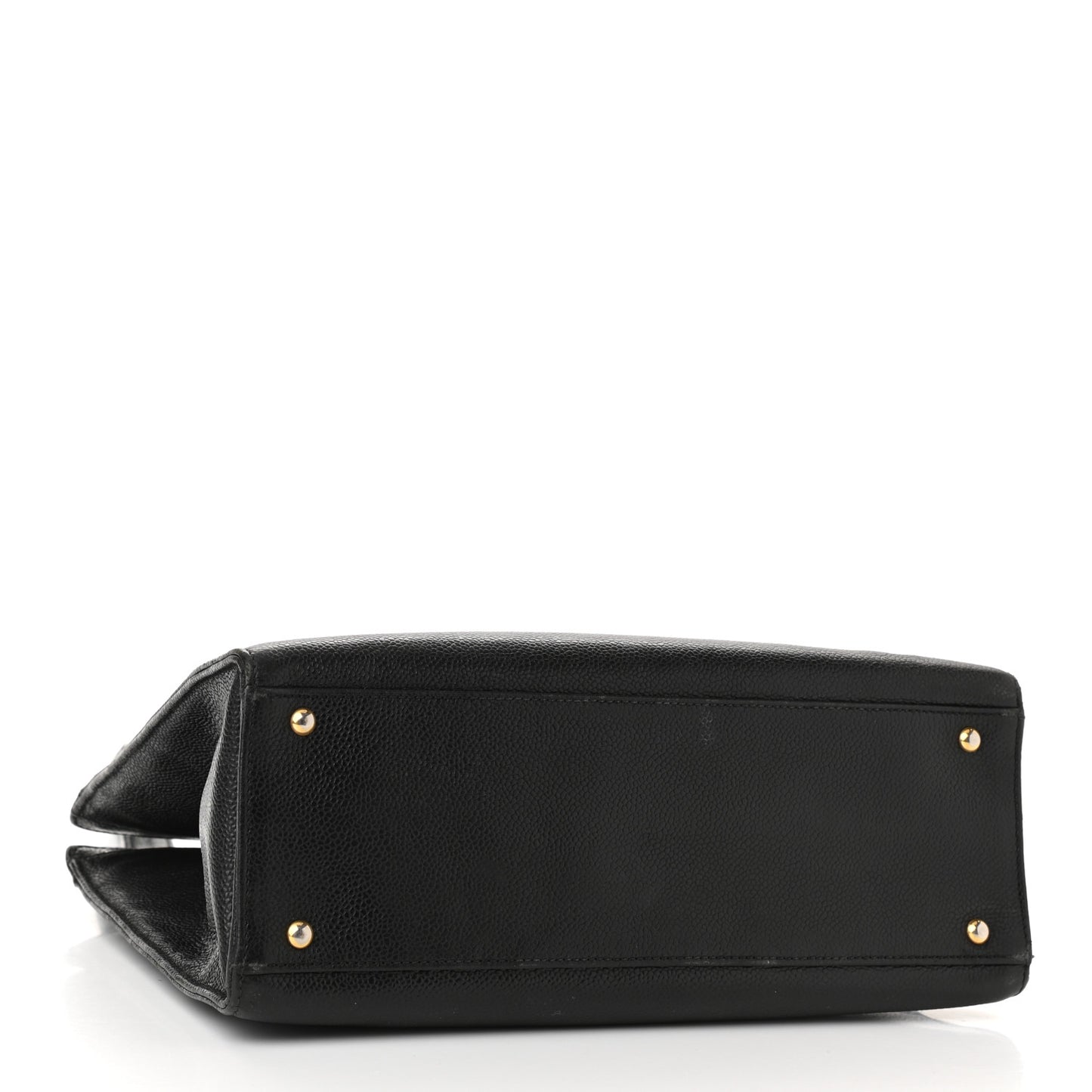 Caviar Embroidered Logo Shoulder Bag Black