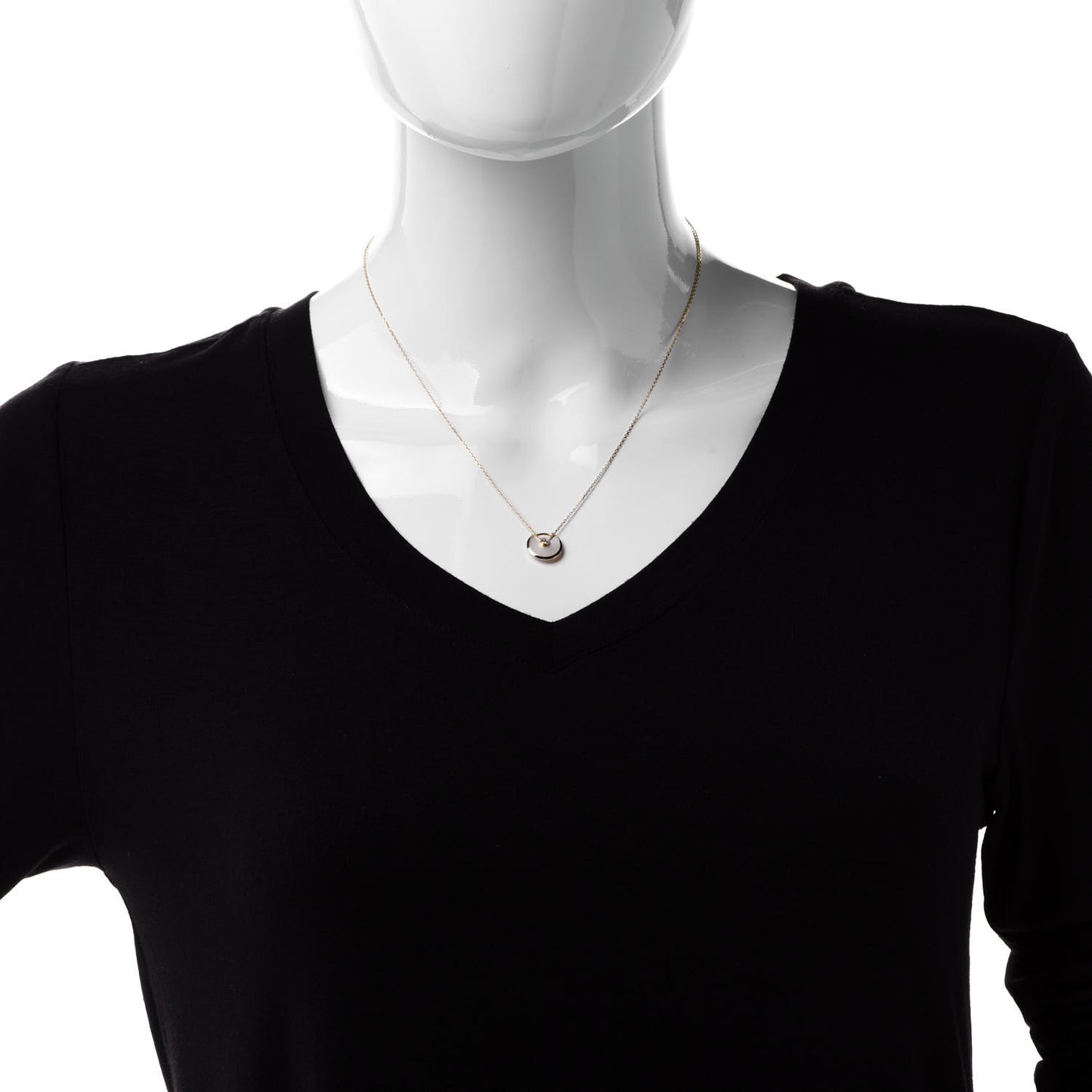 18K Yellow Gold Diamond Mother of Pearl XS Amulette de Cartier Pendant Necklace