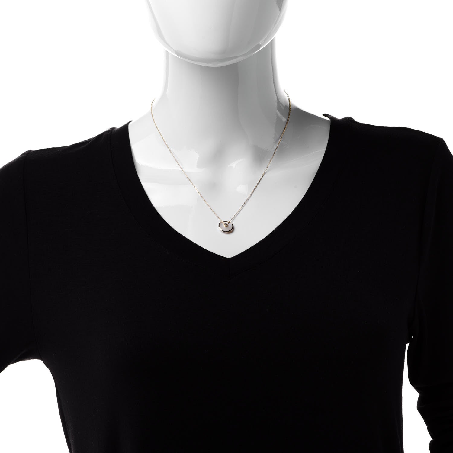 Cartier 18K Yellow Gold Diamond Mother of Pearl XS Amulette de Cartier Pendant Necklace 2 of 8
