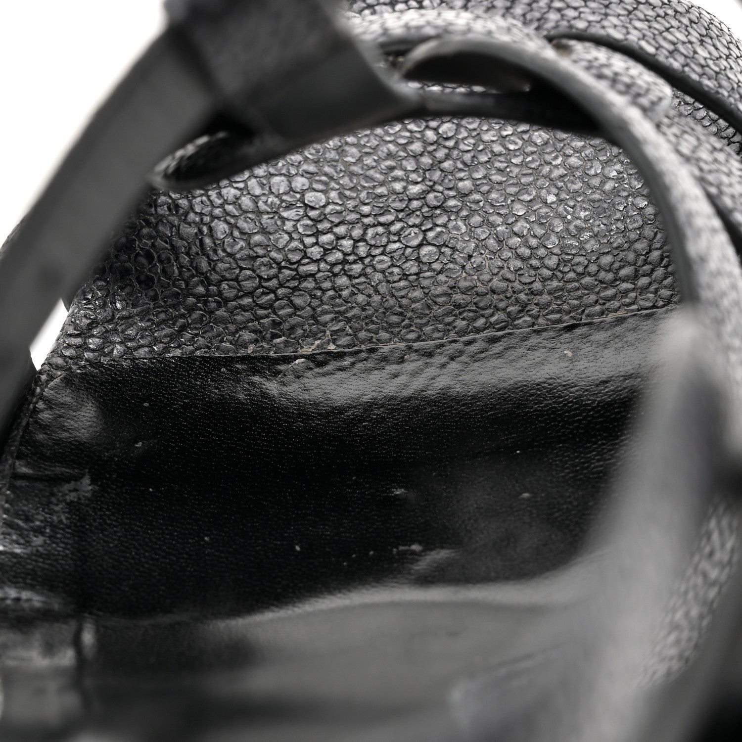 Saint Laurent Grained Calfskin Razza Print Tribute 75 Platform Sandals 38.5 Dark Grey 10 of 13