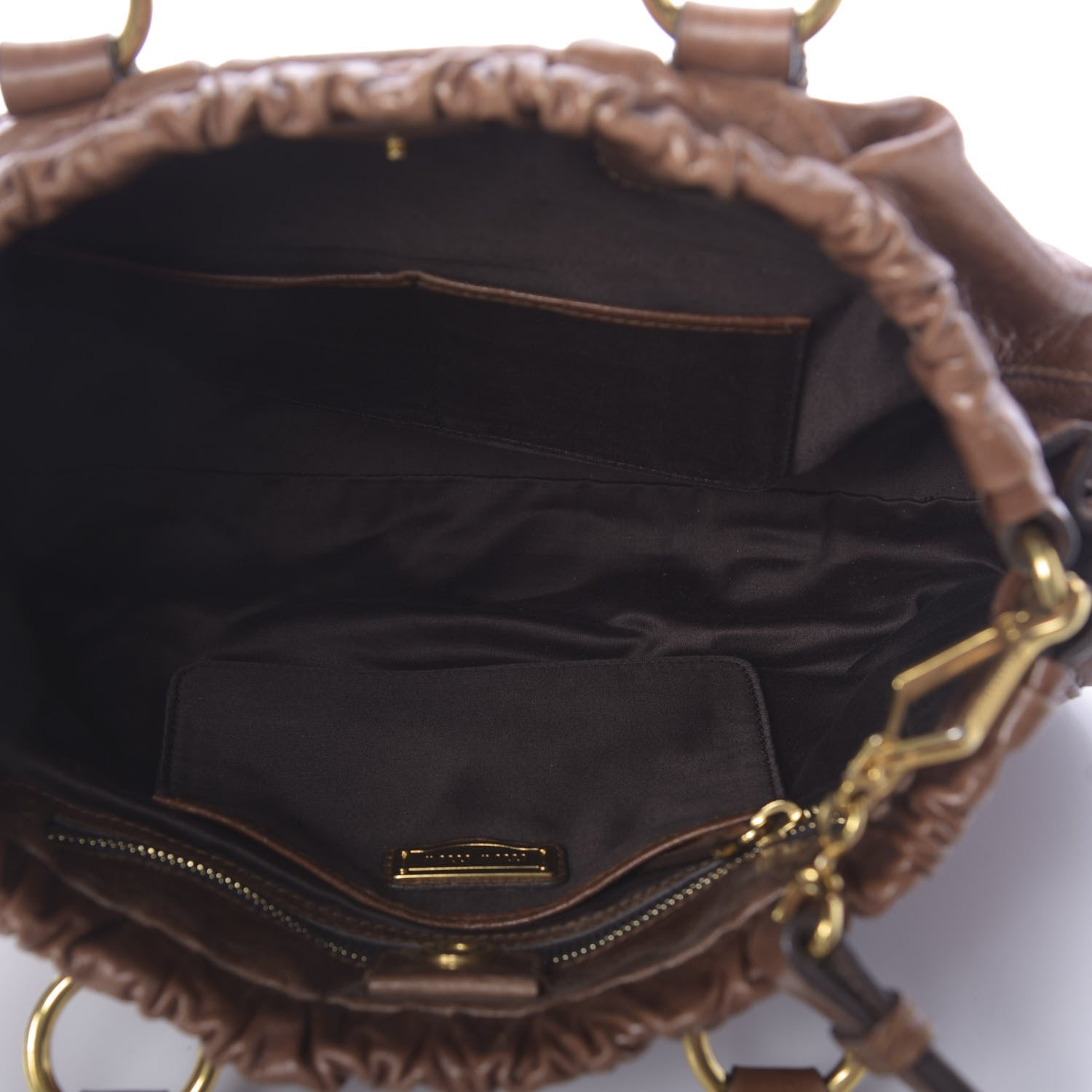 Miu Miu Vitello Lux Gathered Tote Palissandro 5 of 9