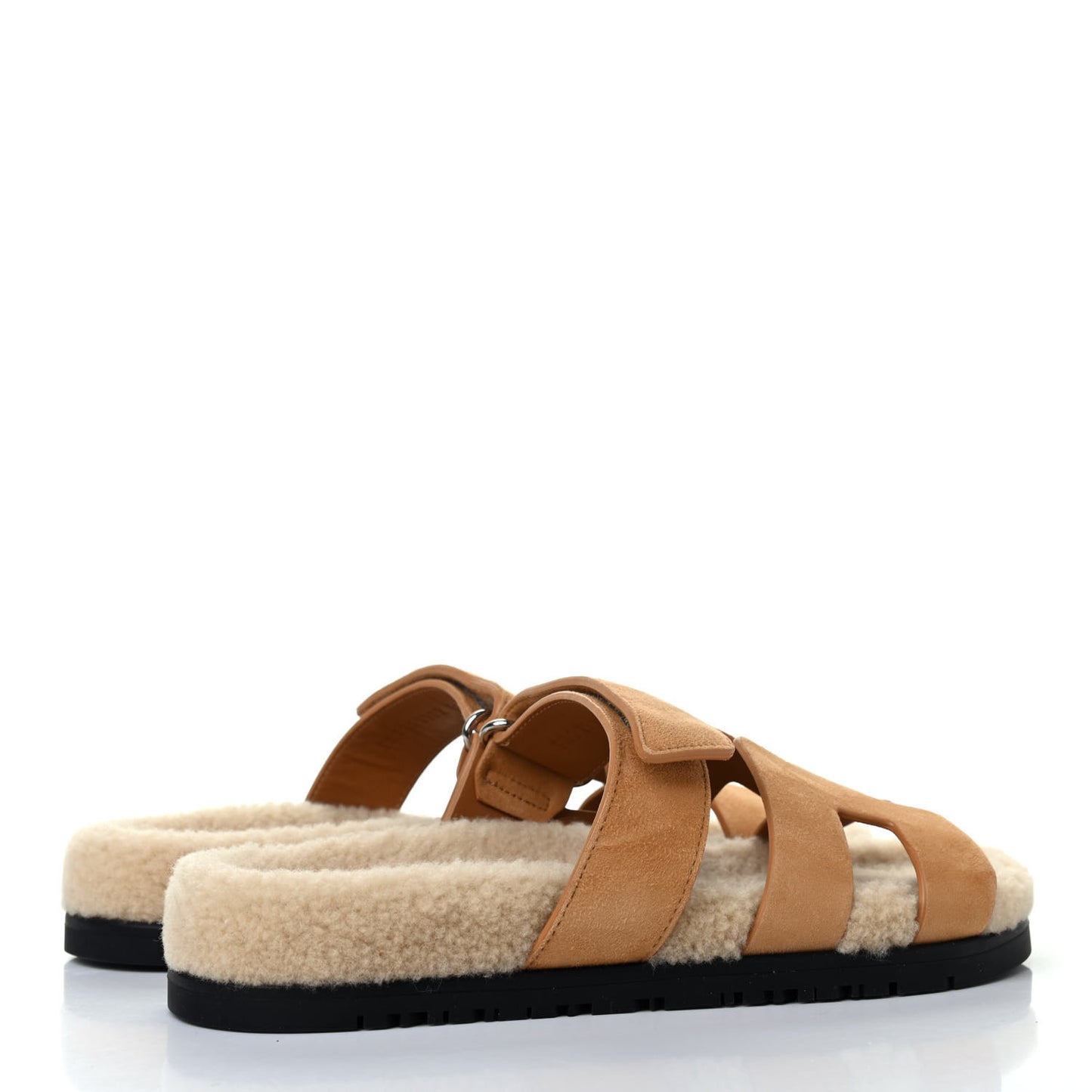 Suede Goatskin Woolskin Womens Chypre Sandals 37 Golden Beige