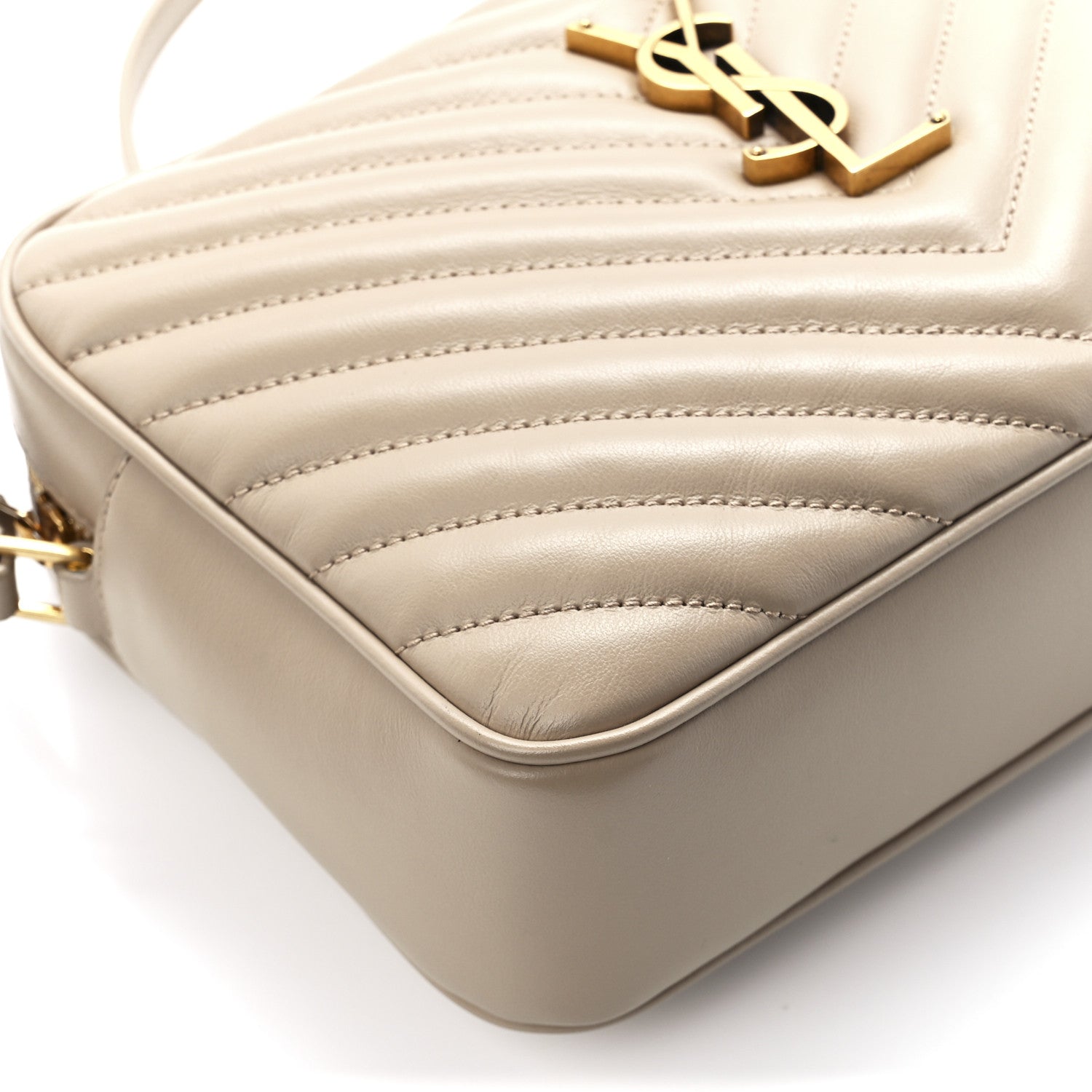 Saint Laurent Calfskin Matelasse Monogram Lou Camera Bag Dark Beige 9 of 10