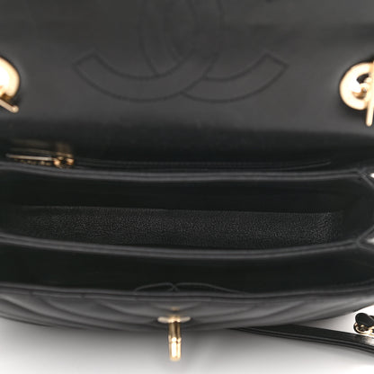 Chanel Lambskin Chevron Quilted Small Trendy CC Dual Handle Flap Bag Black 5 of 11