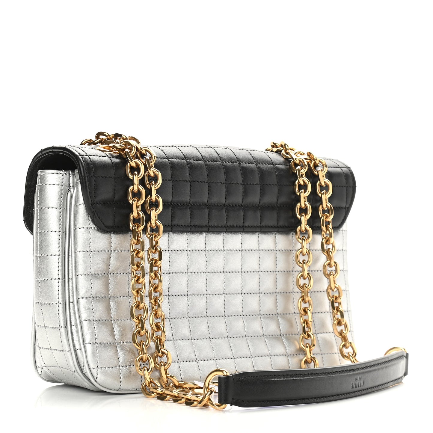 Calfskin Quilted Medium C Bag Silver Black