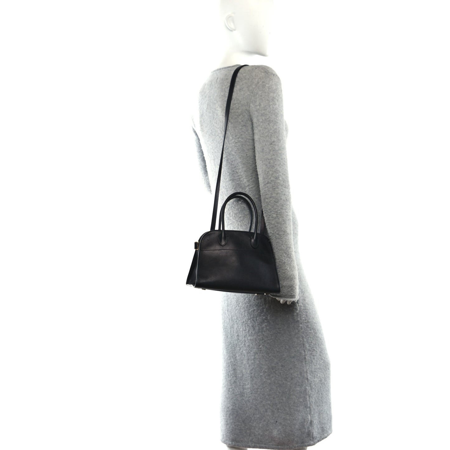 Polished Saddle Calfskin Soft Margaux 10 Bag Black
