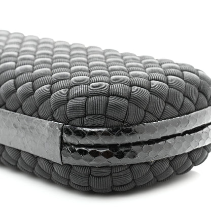 Bottega Veneta Satin Ayers Intreccio Impero Stretch Knot Clutch Black 7 of 9