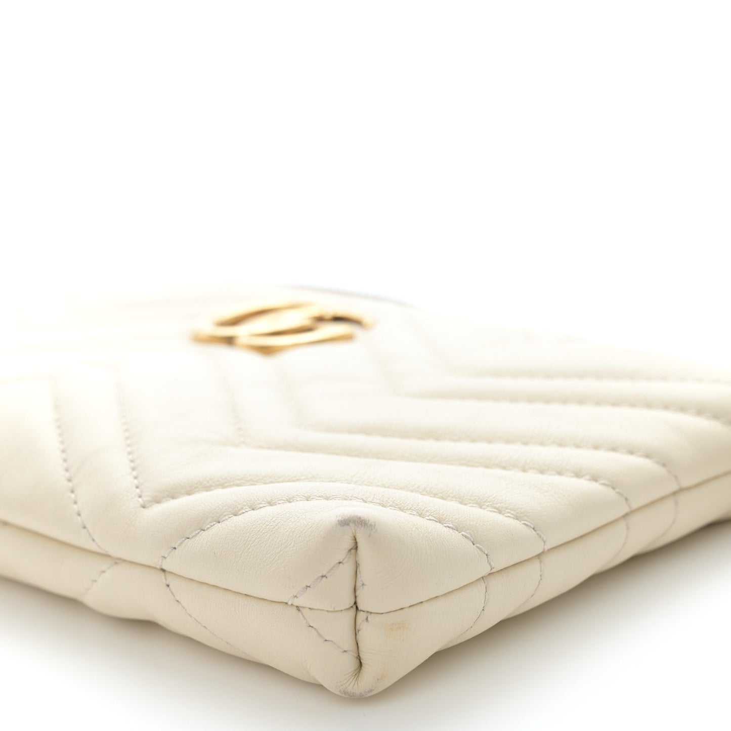 Calfskin Matelasse Mini GG Marmont Chain Bag White