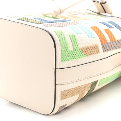 Fendi Canvas Vitello Grace F is Fendi FF Multicolor Embroidered Mini Mon Tresor Bucket Bag Grezzo Multicolor Latte 9 of 9