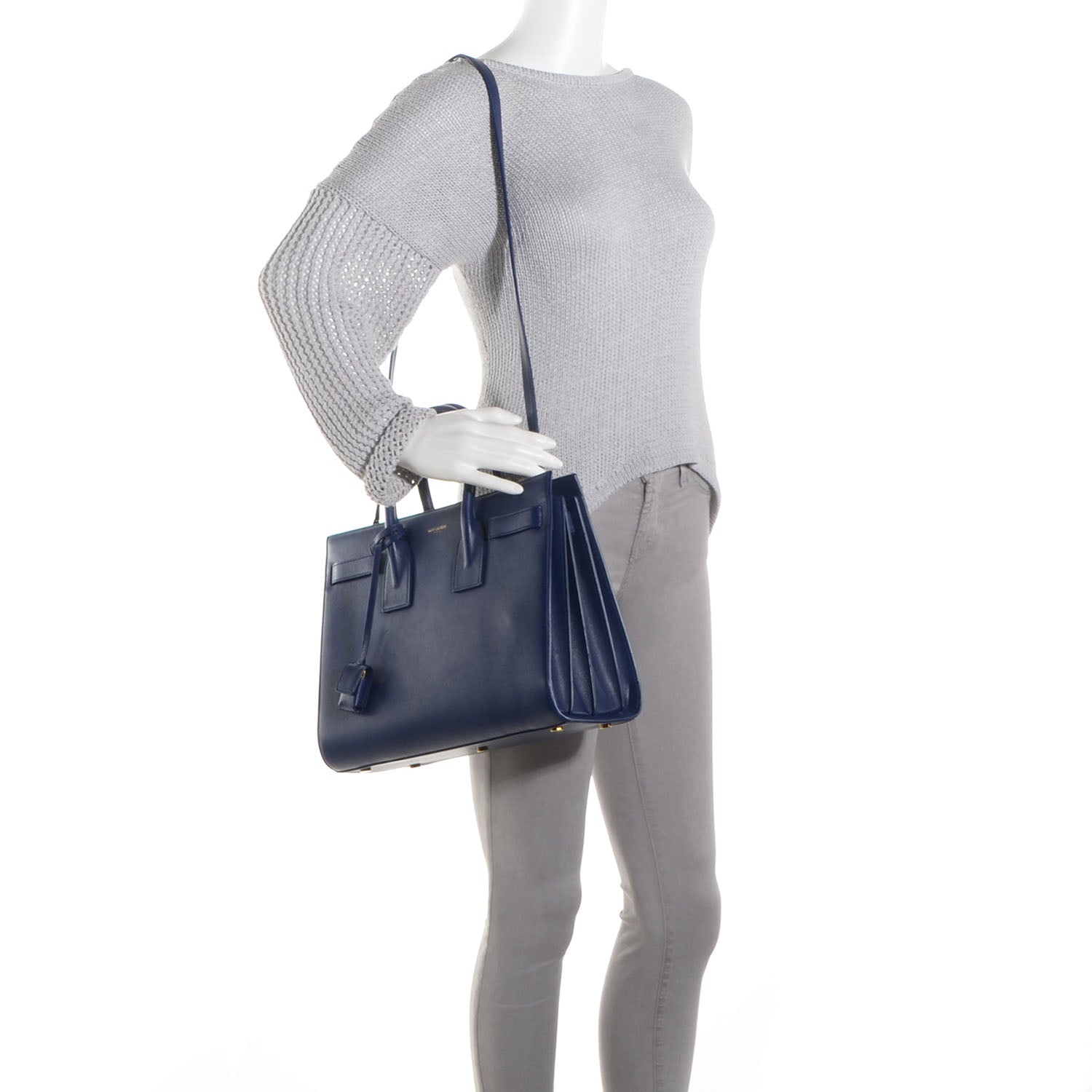 Saint Laurent Leather Small Sac De Jour Blue 2 of 7