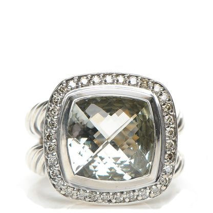 David Yurman Sterling Silver Diamond Prasiolite 11mm Albion Ring 52 6 1 of 6