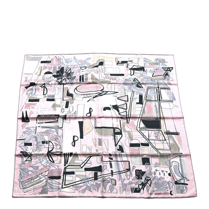 Hermes Silk Modernisme Tropical Scarf 90 Rose Pale Argile Gris 1 of 5