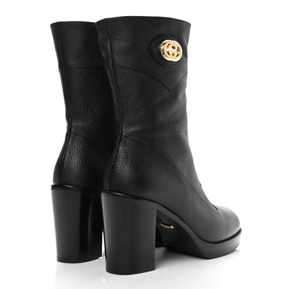 Gucci Austin Calfskin Interlocking G Ankle Boots 39.5 Black 4 of 10