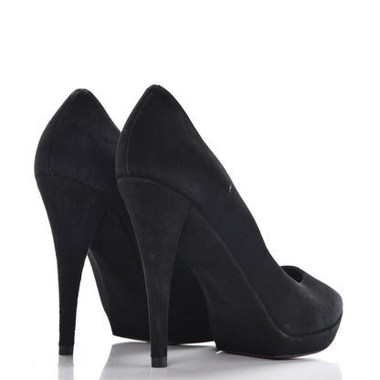 Saint Laurent Suede Pointed Toe Platform Pumps 36 Black 4 of 10