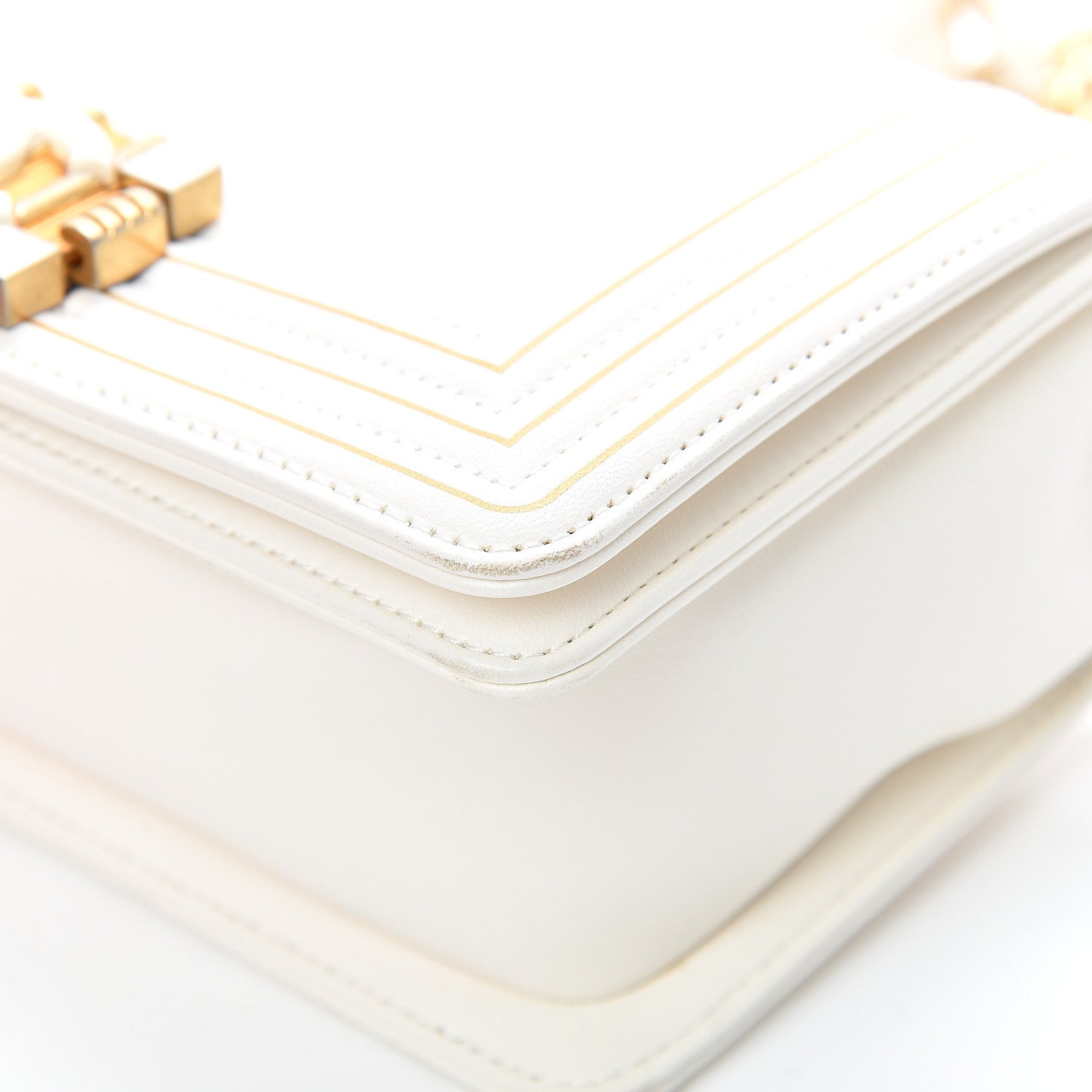 Chanel Lambskin Quilted Small Boy Studded Handle Flap White 9 of 15