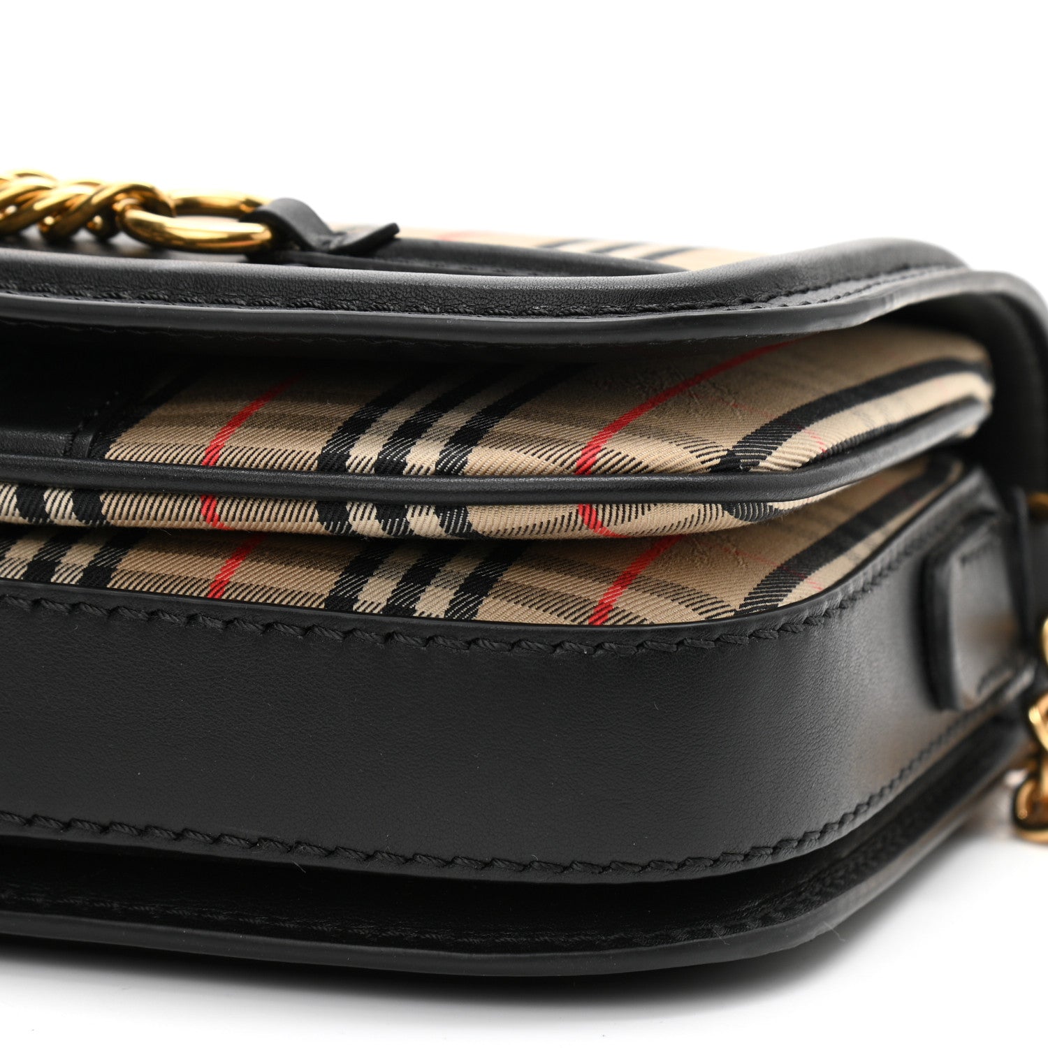 Burberry Smooth Calfskin 1983 Knight Check Link Shoulder Bag Black 9 of 10