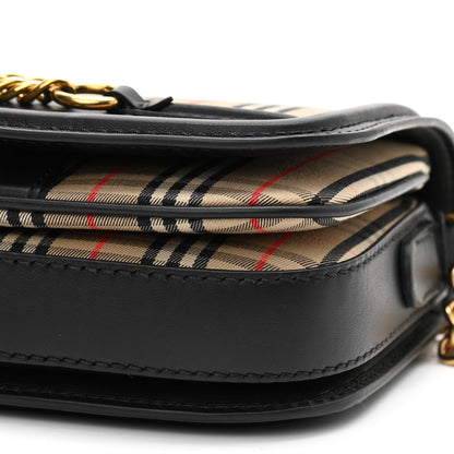 Burberry Smooth Calfskin 1983 Knight Check Link Shoulder Bag Black 9 of 10