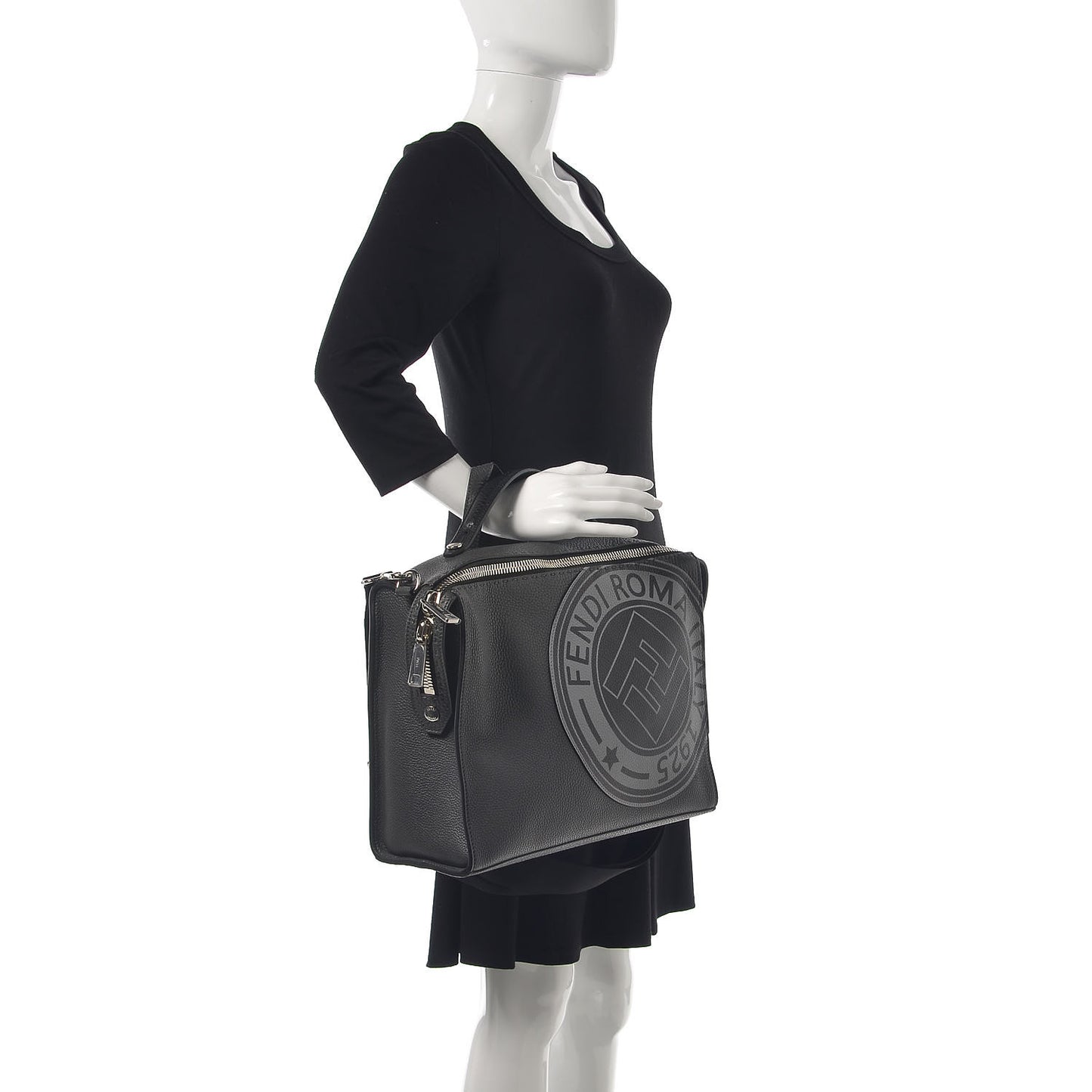Cuoio Romano Selleria Fendi Stamp Patch Lui Urban Briefcase Black Black Grigio