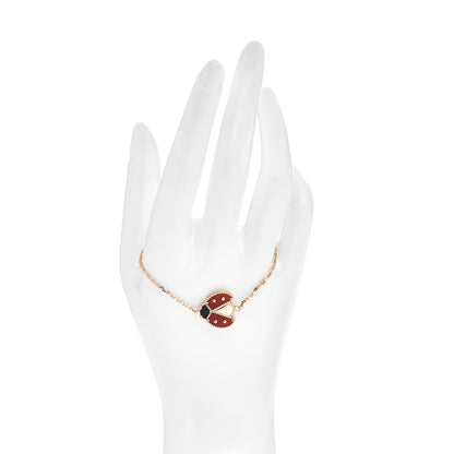 Van Cleef & Arpels 18K Rose Gold Carnelian Onyx Lucky Spring Open Wing Lady Bug Bracelet 2 of 5