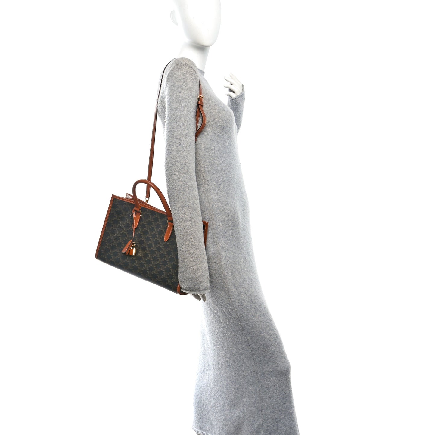 Triomphe Canvas Calfskin Mini Horizontal Cabas Tan