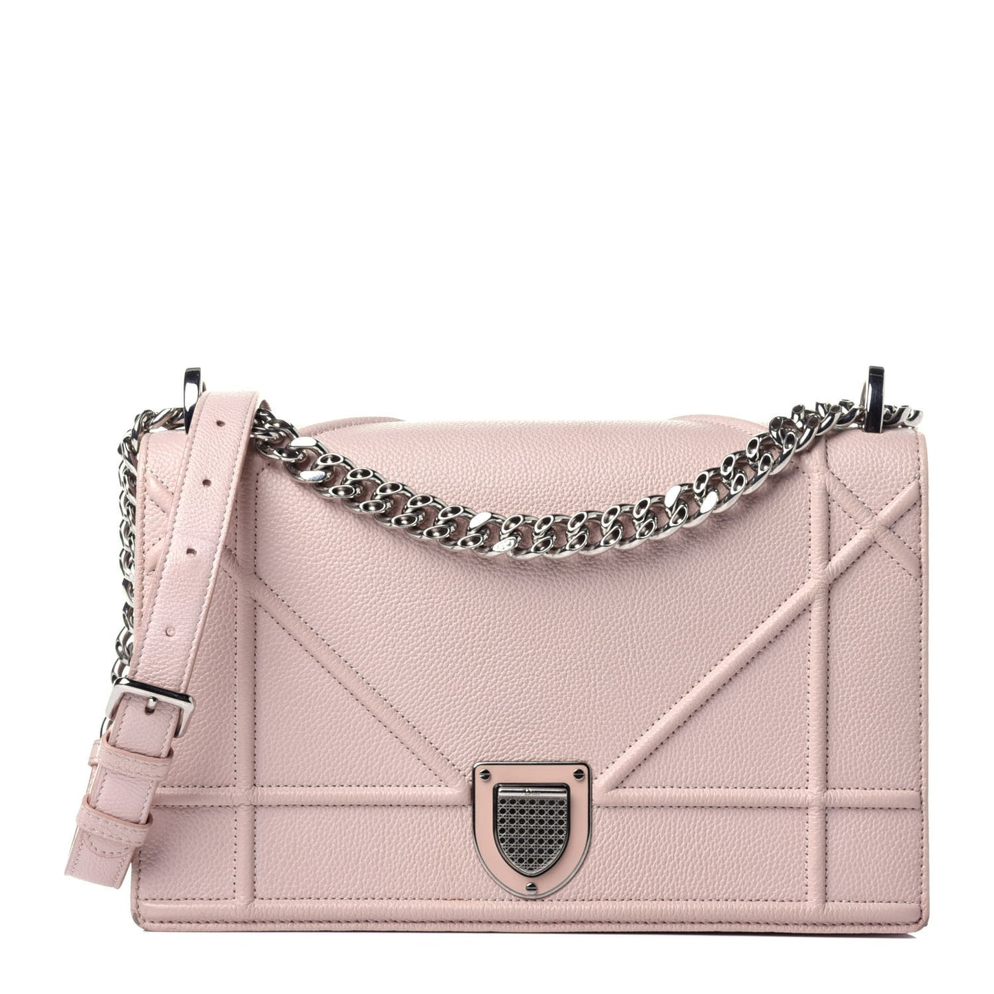 Grained Calfskin Cannage Medium Diorama Flap Bag Rose Poudre